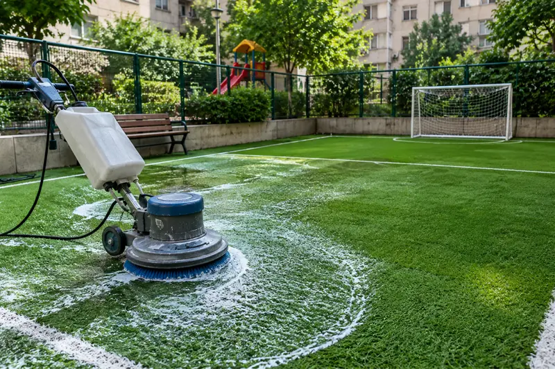 شستشوی چمن مصنوعی در شهرک اکباتان با دستگاه در محل