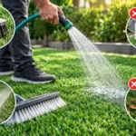اشتباهات رایج در تمیز کردن چمن مصنوعی و روش صحیح شستشو و برس کشیدن آن